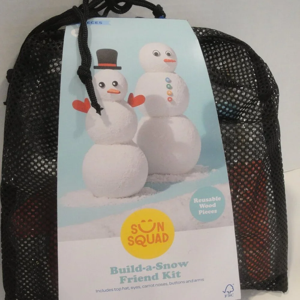 Sun Squad Build A Snow Friend Kit 13 Piece Reusable Set New in Mesh bag